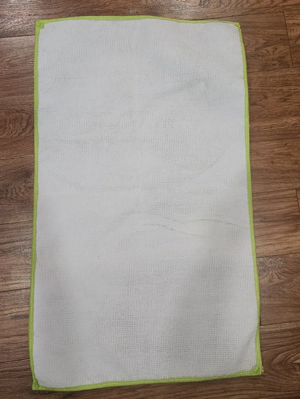 Green and White Striped Bath Rug